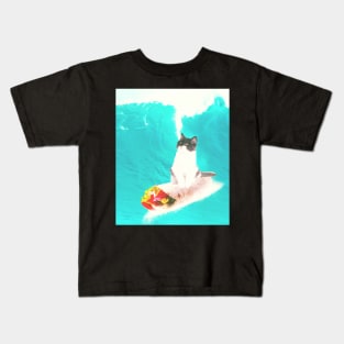 Kitty Cat Surfing Burrito Kids T-Shirt